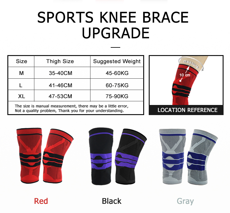 OEM Compression Knee Support Brace Shock Absorption Humerus 3D Knitting Technology