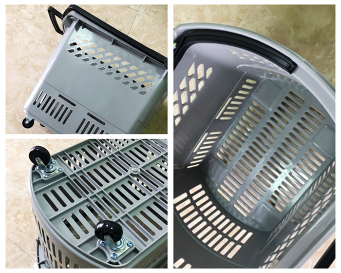New PP Materials Hand Pulled Shopping Baskets With 4 Wheels Three Colours 40L