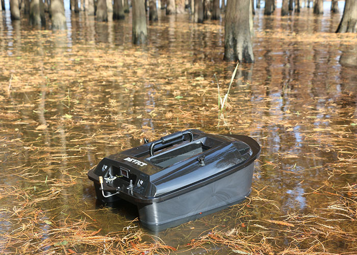 Black catamaran biat boat ABS plastic , carp bait boat lithium battery
