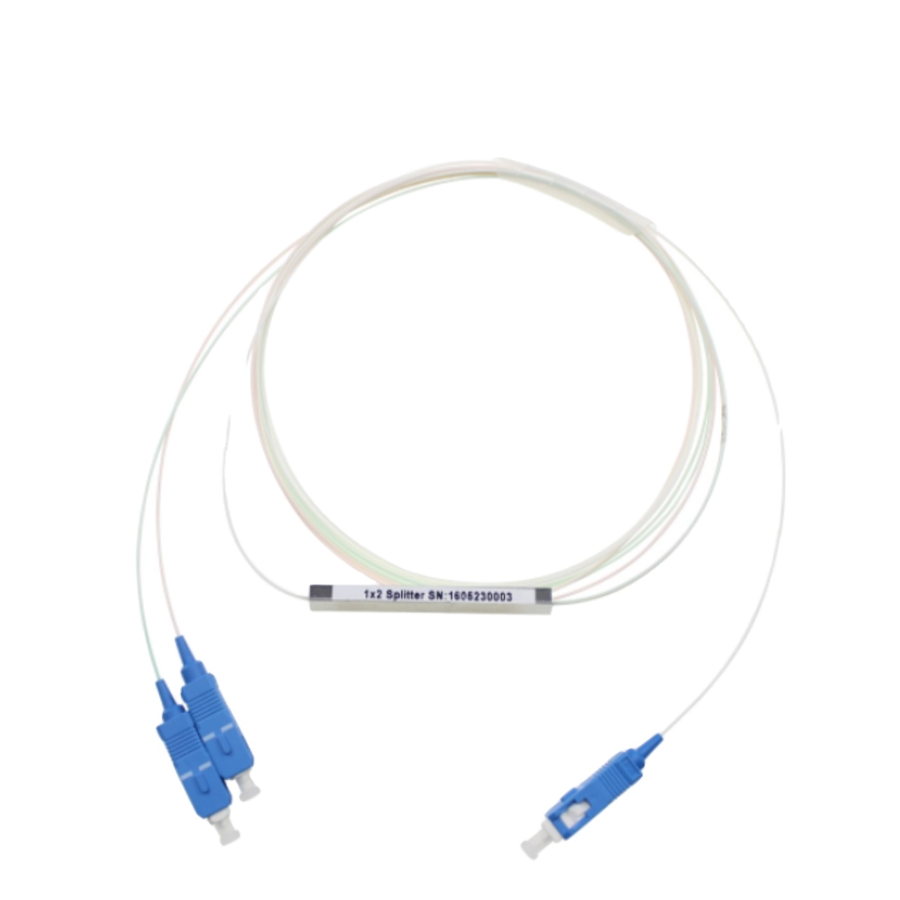 FTTH Fiber Optic PLC Splitter 1x2 Micro Steel Tube Type With SC Connector