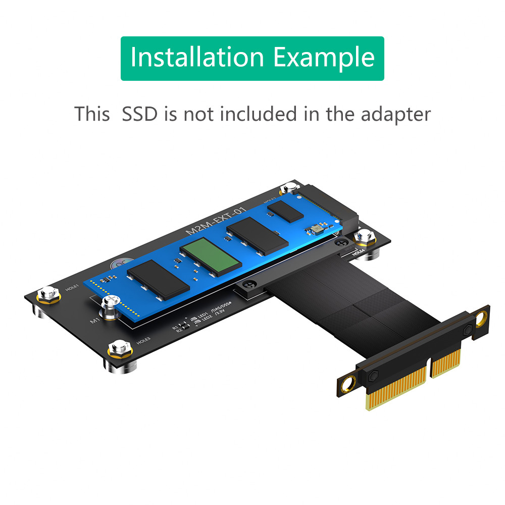 New VersionM.2 NGFF nvme M-key SSD to PCI- E 4X Extension Cable With magnetic Pad