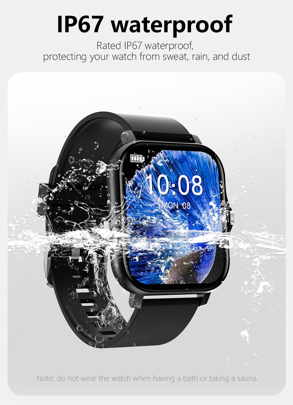 2022 New Aliexpress Hot Sale Square Shape Full Touch Screen Women Men CT02 Smart Watch