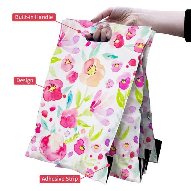 50 Micron-100 Micron PE Biodegradable Poly Mailers With Handle