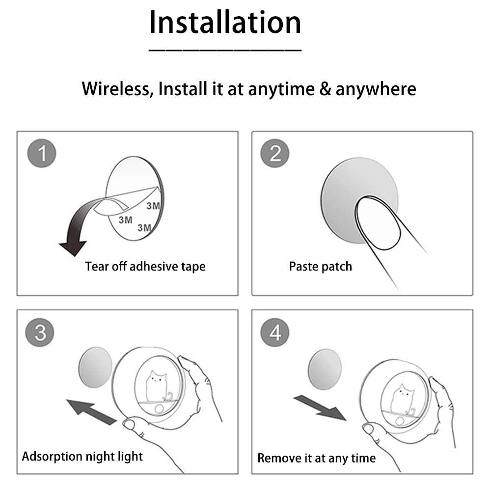Decorative Atmosphere 800MAH 0.3w Motion Sensor Bedroom Night Light