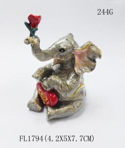 China Pewter Golden wedding favors gifts elephant trinket jewelry box wholesale