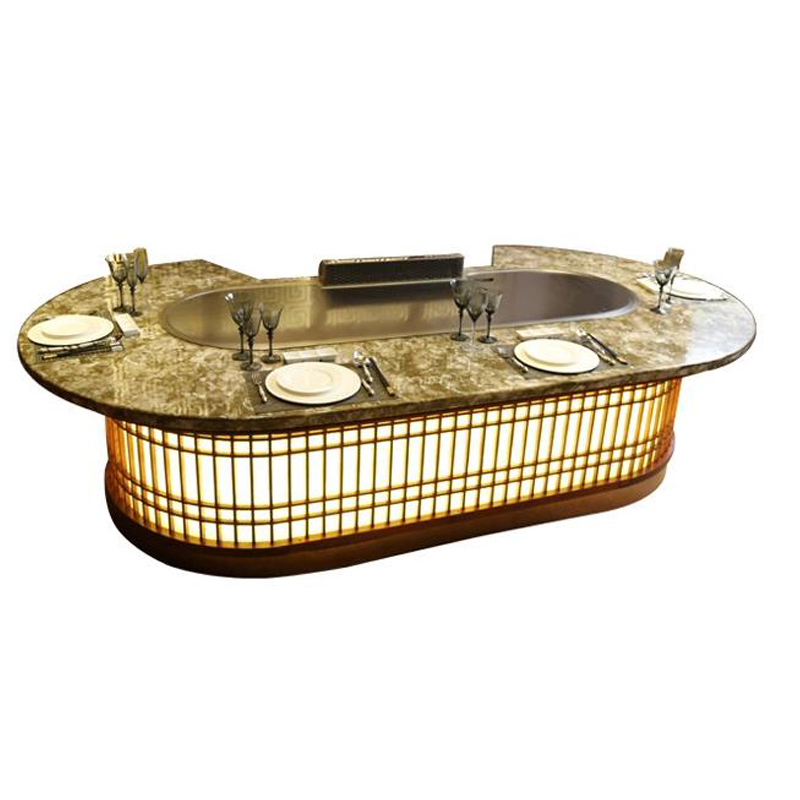 10 Seats Hot Selling Kitchen Equipment Oval BBQ Teppanyaki Grill