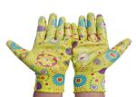 Flower Printed Floral Gardening Gloves , Nitrile Palm Coated Gloves