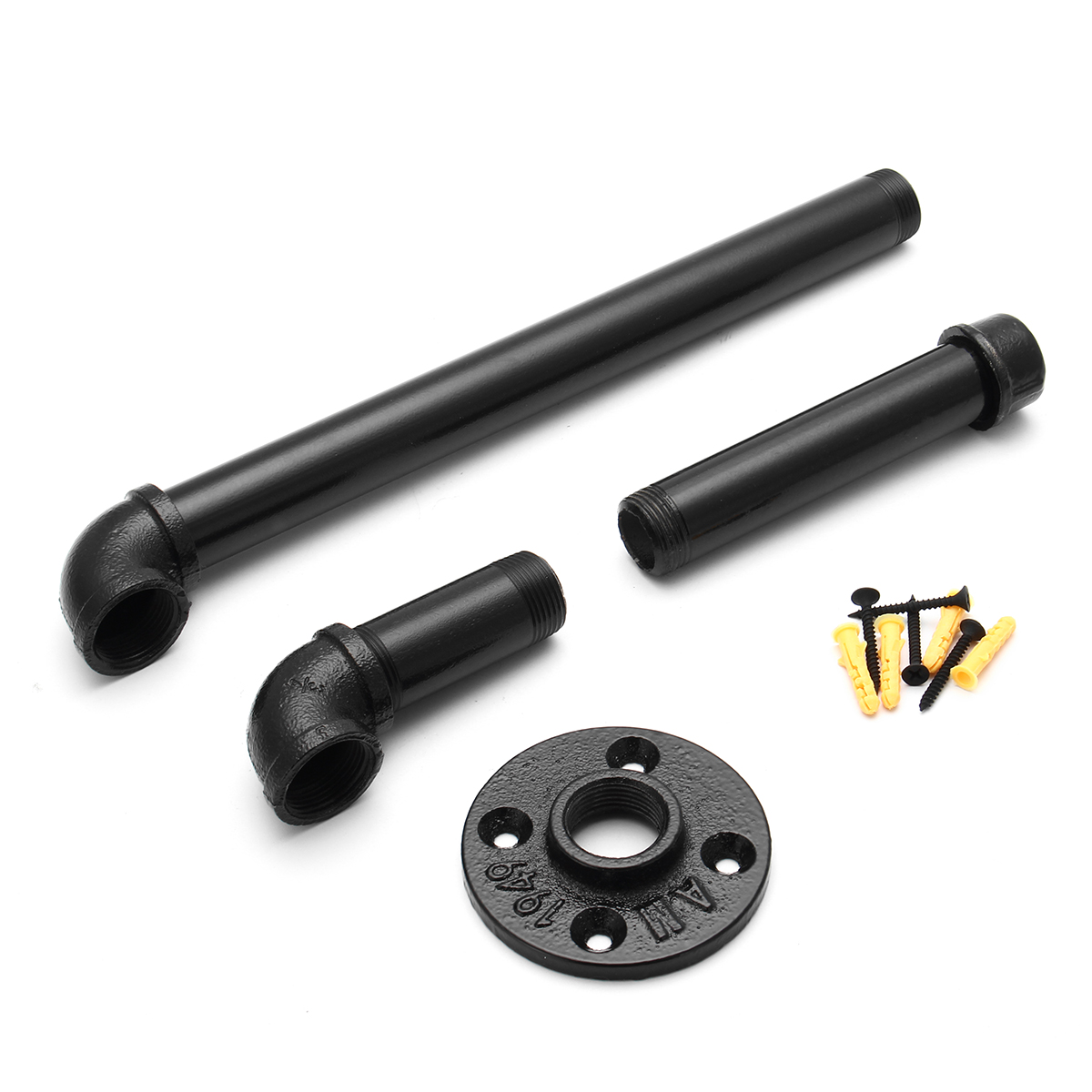 Black Industrial Iron Pipe Wall Mounted Clothes Rail Coat Towel Storage Vintage Rack Cloth Hanger Shelf