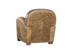 Classical Top Grain Brown Leather Armchair With Strong Solid Wood Frame