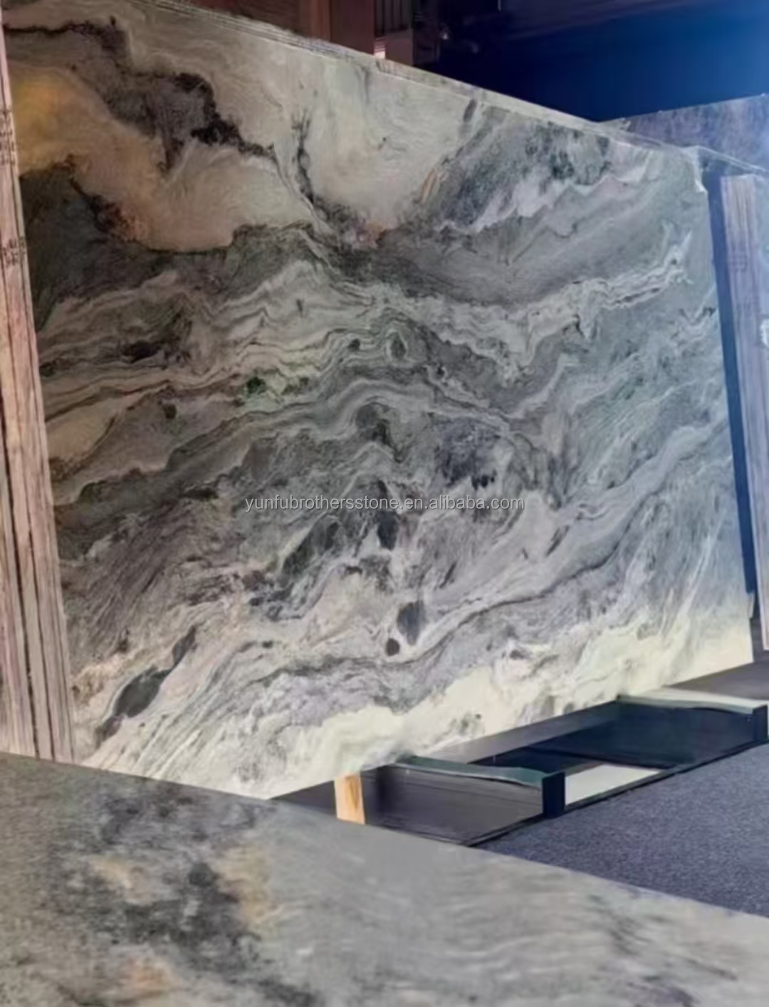Modern Ink Painting Marble Big Slab Honed Grey Wall Panel and Kitchen Countertop Tile