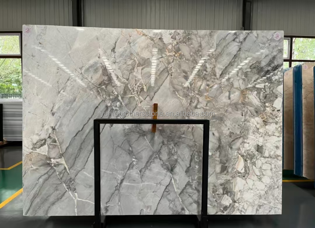 Hotel Marble Type Calcite Calacatta Gray Slab for Modern Brazil Luxury Indoor Decor