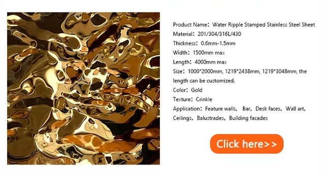 PVD Coating Stamped Stainless Steel Sheet Customized For Hotel Decoration