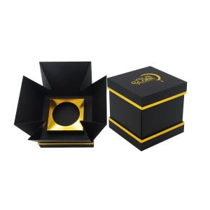 China Luxury Black Tealight Rigid Candle Box Packaging Foldable Custom wholesale