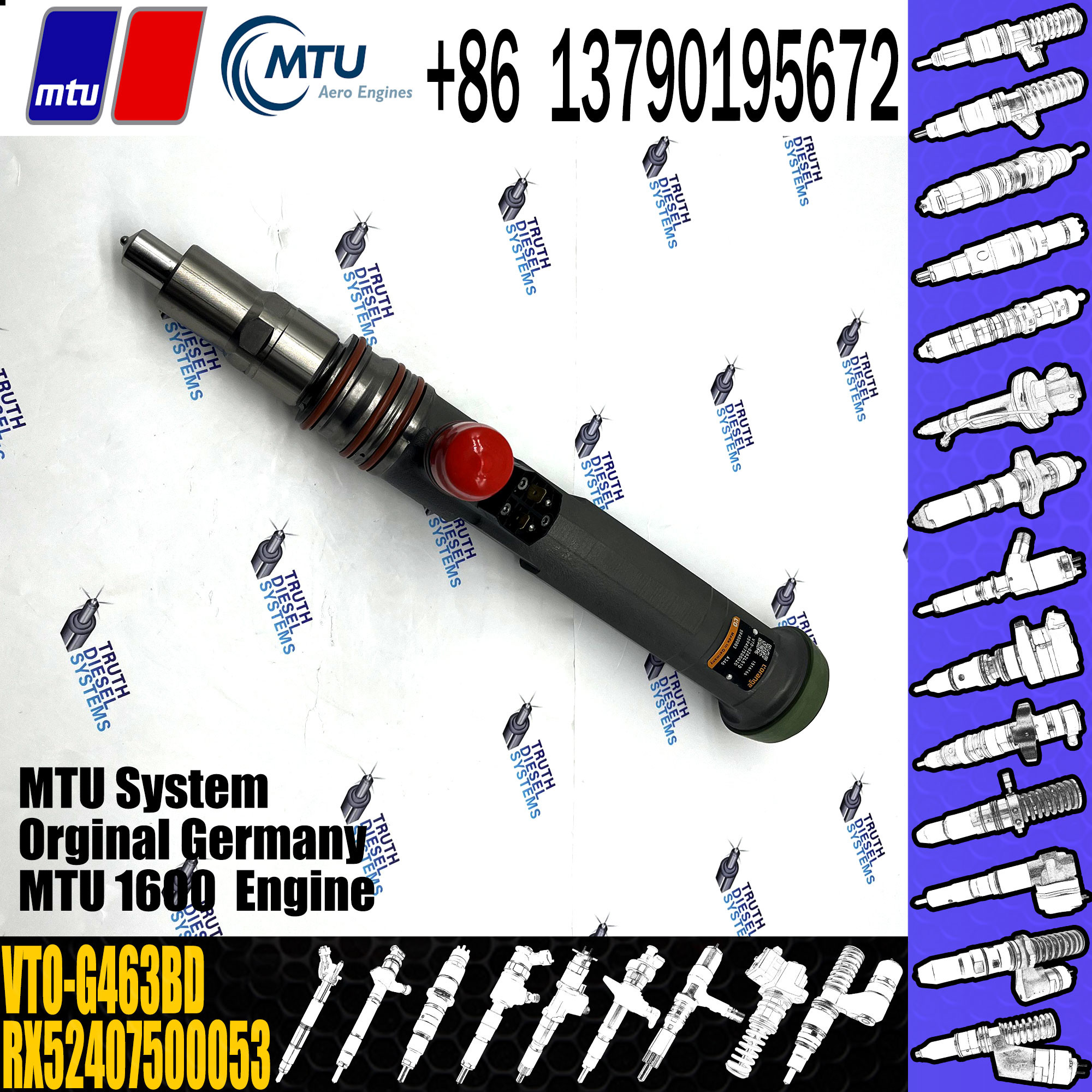 G463BD Diesel Fuel Injector MTU X52407500053 X52407500021 VTO-G463BD