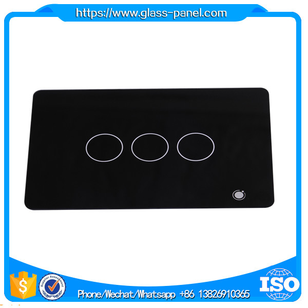 CNC Grinding edge 2mm thickness 3 gang glass wall switch, 125MM x 95mm with custom LOGO printing