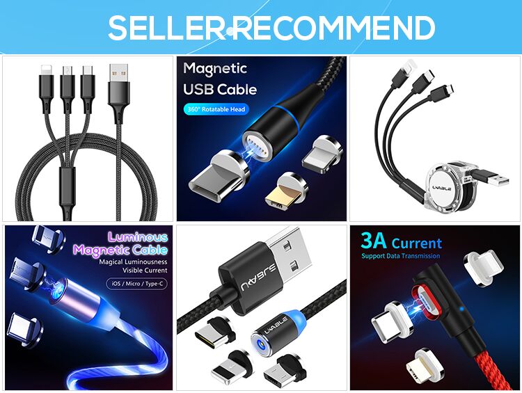 Nylon Braided 1.5M Cable Magnetic 3 In 1 Charging Cable