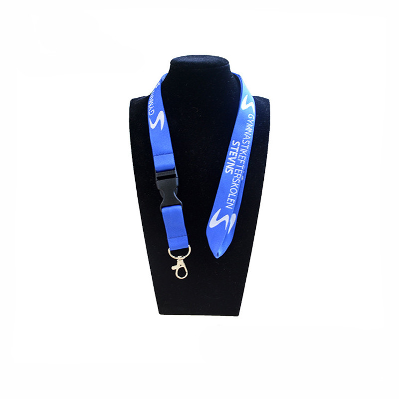 Promotional Ribbon Lanyard 2.5*80+10cm Dacron Logo Customized