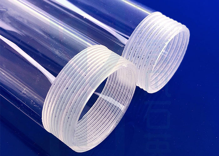 Fire Polished Heating Clear Quartz Tube With Ptfe Screw Lid Female Thread