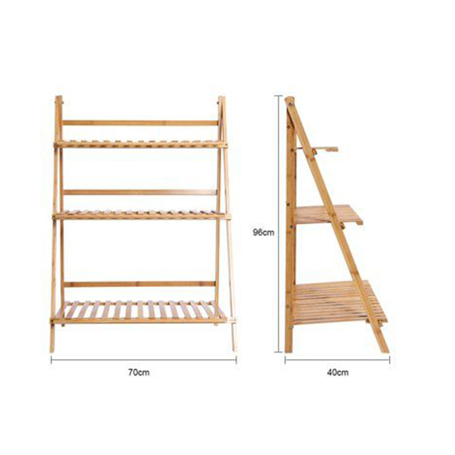 Organize in Style Modern Foldable Bamboo Wall Storage Drying Rack for Shoes and Plants