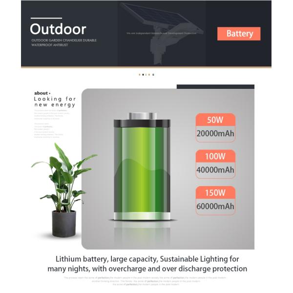 100W Led Outdoor Solar Street Lighting Integrated IP65 Water Resistant Easy to Install