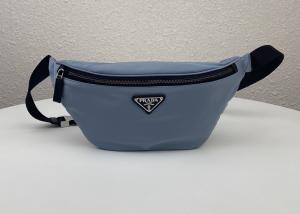 China Triangle Logo Blue Dumpling 33cm Ladies Waist Bag With Zipper Open wholesale