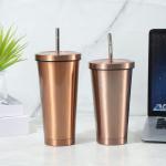 Insulated Tumbler With Lid And Straw , Stainless Steel Vacuum Insulated Tumbler