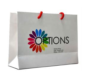 China White Printed Kraft Paper Bags Customzied Thickness For Company Promotion wholesale