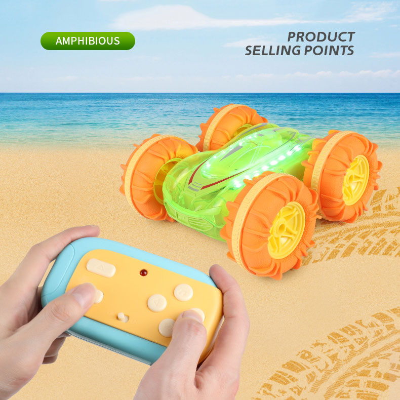 Indoor-Outdoor 2.4G Amphibious Vehicle with Waterproof Design and Double-Sided Stunt