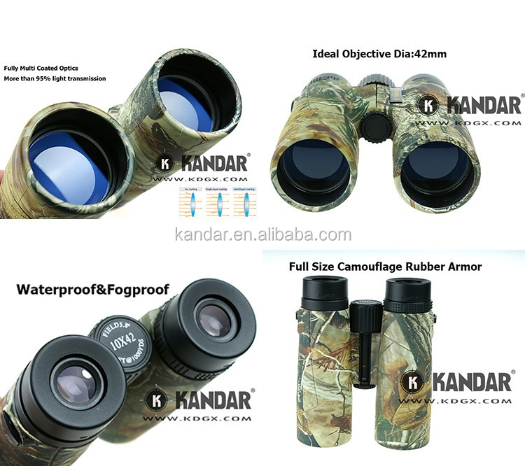 305ft/101m Field of View 10X42 Camouflage Binoculars with Camouflage Fabric Packaging