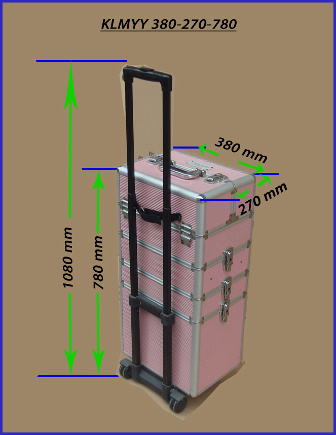 aluminum trolley vanity case with foldable drawers KLMYY380-270-780