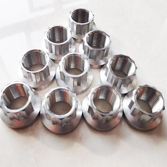 Universal Silver 1/2" -20 Titanium 12 PT Flange Nuts The Ultimate Combination of Strength and Versatility in Silver