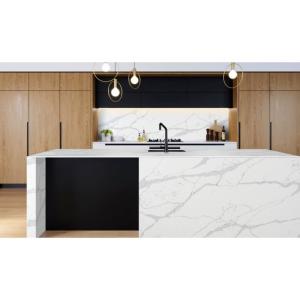 China 3200x1600 Kitchen Island Quartz Countertop Book Match Pattern wholesale