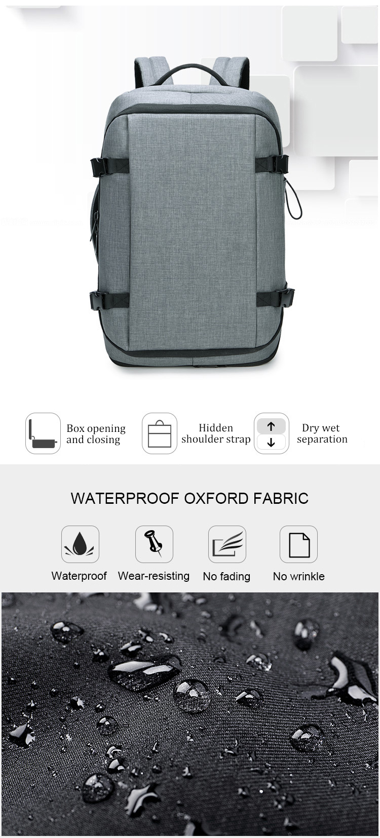 20-35L Waterproof Travel Laptop Backpack With Charger OEM ODM