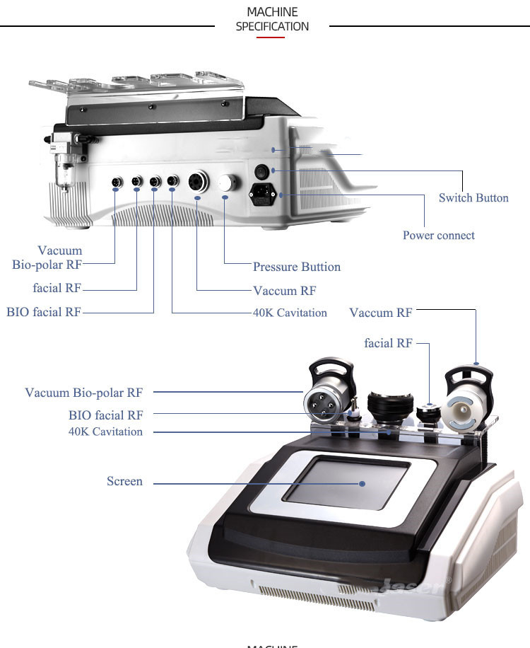 Fat Loss 5 In 1 Ultrasonic Cavitation Machine RF Vacuum 40K Body Slim Device