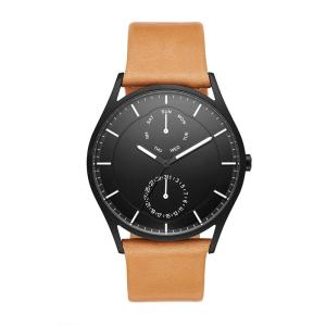 China IP black sanded 3 atm water resistant stainless steel watches tan leather strap wholesale