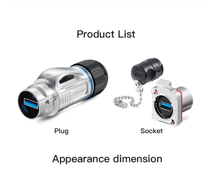 Factory Price M24 Metal Data Connector IP68 Waterproof USB 3.0 Connector