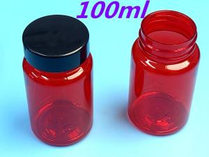 China PET Plastic Red 100ml 150ml Solid Medicine Bottle Capsule Pill Bottle Packaging Container Healthcare Supplement Bottle wholesale