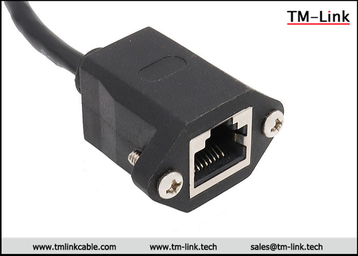 Panel mount shielded CAT5e RJ45 male to female extension Network Patch Cable