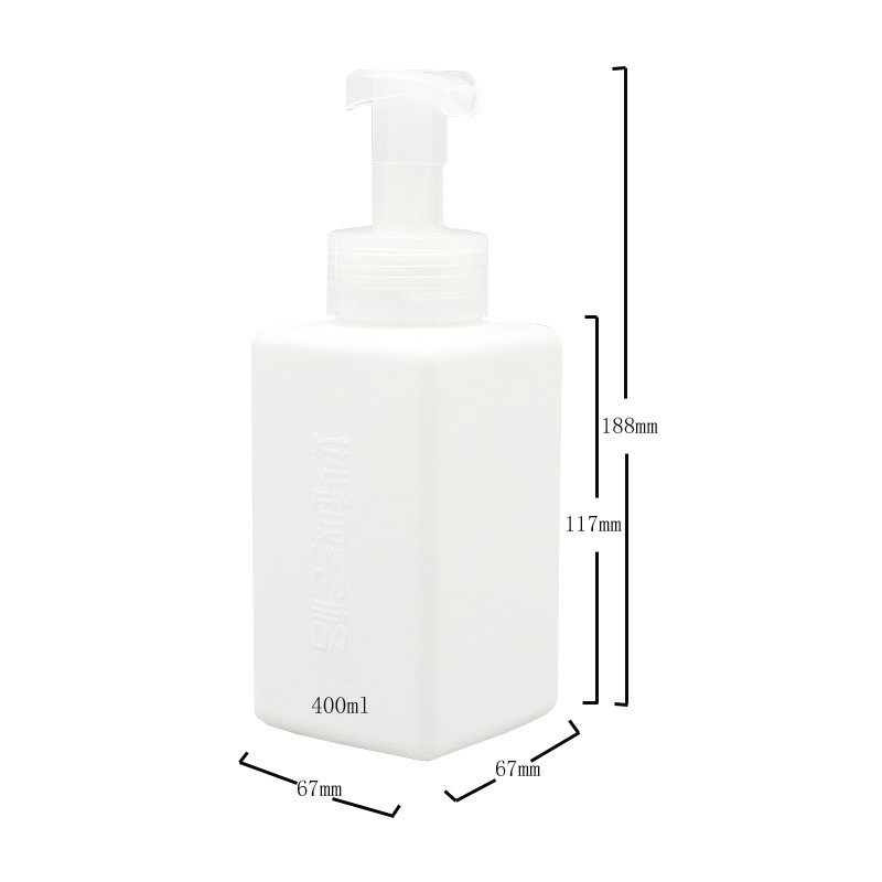 400ml HDPE White Square Foam Hand Sanitizer Pump Bottle