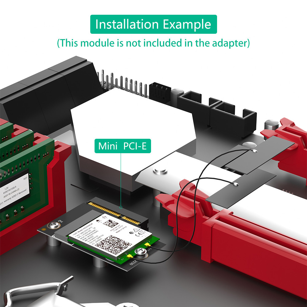 M.2 NGFF key E to Half-size Mini PCI-E Adapter for WiFi6 AX200, 9260, 8265 ,8260 ,7265 card and Y510P Model
