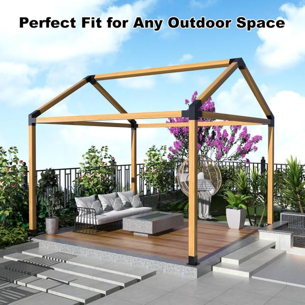 Aluminum Alloy Pergola Kit with 3-Way Brackets for 4"x 4" Lumber Lightweight High-Strength DIY Pergola Brackets Support for Gardens