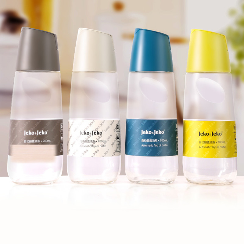 700ml Automatic Opening Olive Oil Glass Bottles Transparent Color