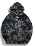 Knitted Weaving Method Tye-Dye Hoodies For Men With Faux Fur Fashion
