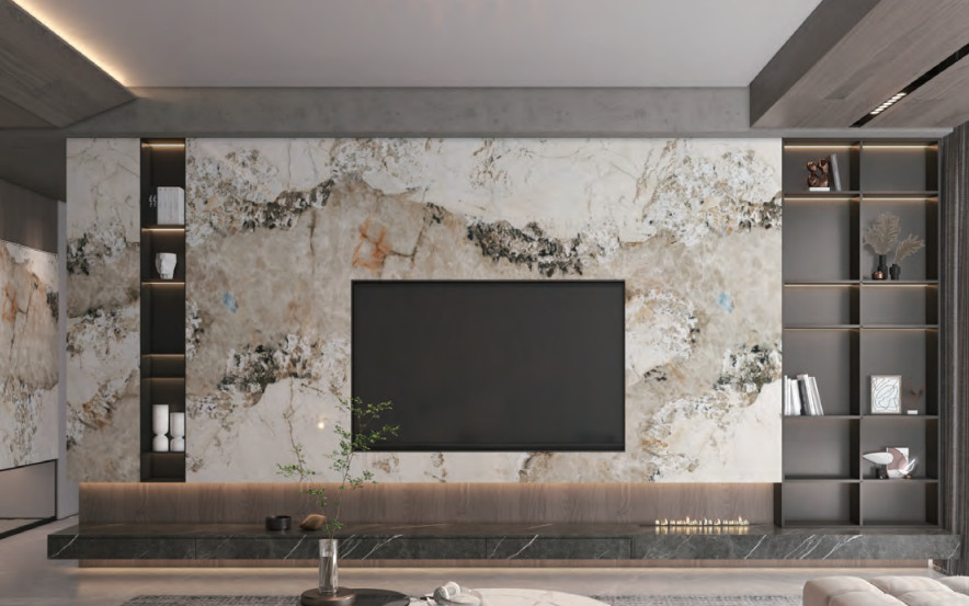 Pandora White Brown Colour Marble Slab Tile Polished Granite Floor Tiles