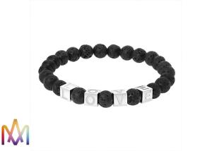 China 22g Etching Words Available Volcanic Stone Bead Bangle wholesale