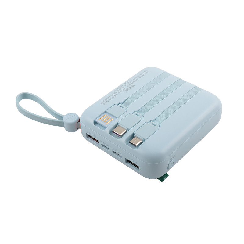 Li-polymer Battery /18650 Battery Portable Power Bank Black Blue Cable Manual Box Included
