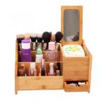 bamboo makeup organizer with mirror