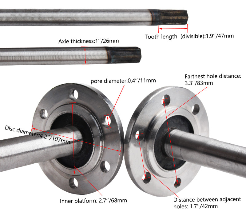 6 bolts tricycle full floating axle half shaft Transmission Parts Rear Axle 6 teeth suspended half shaft and holoaxis
