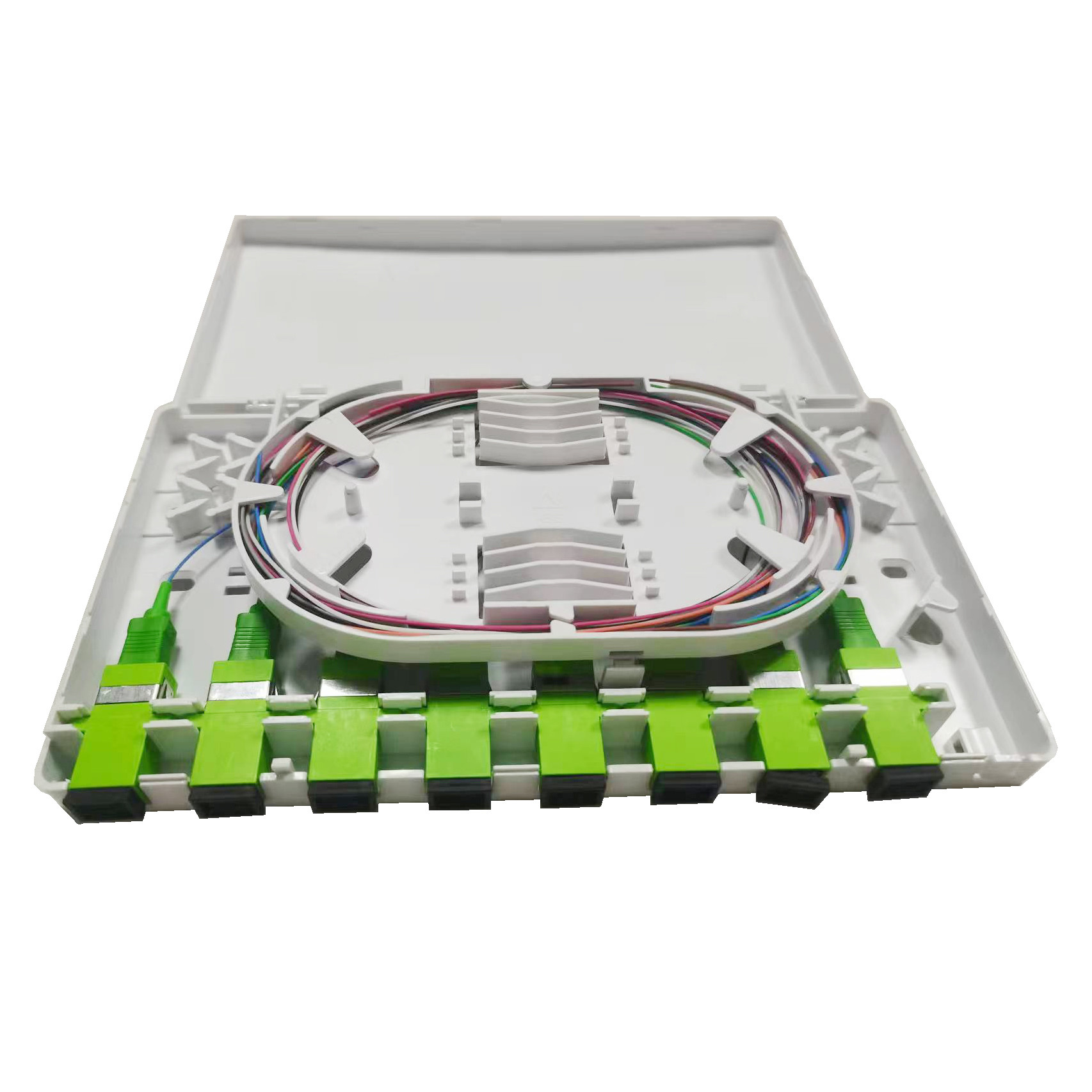 FONGKO 8 Ports FTTH Fiber Optic Termination Box , Faceplate SC Shutter Adapter
