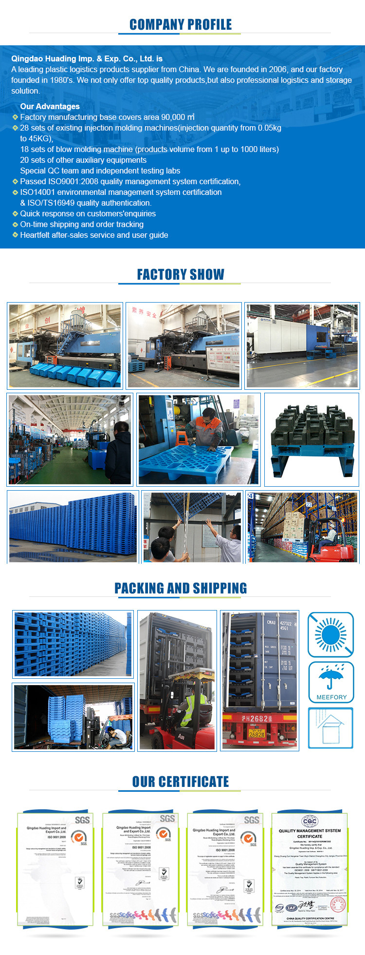 Heavy duty poly go second hand plastic pallets